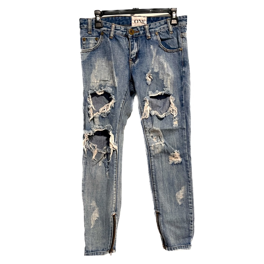 One x One Teaspoon Trashed Free Birds Super Distressed Jeans
